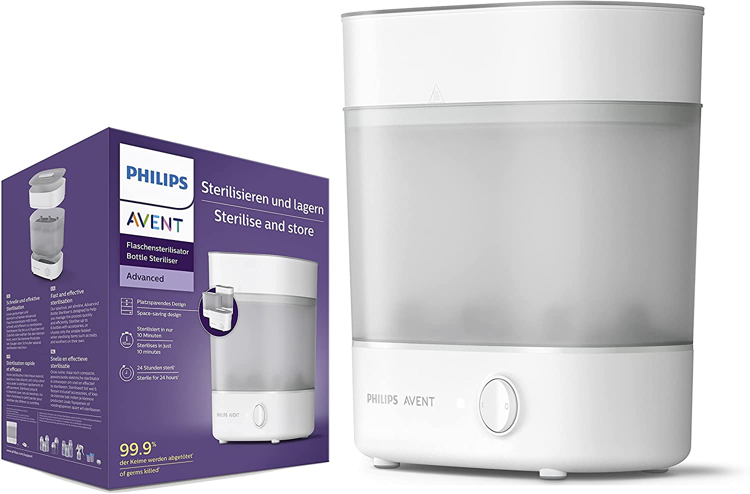 Philips Avent Stérilisateur vapeur pour biberon SCF291/00, stérilisation,  conservation