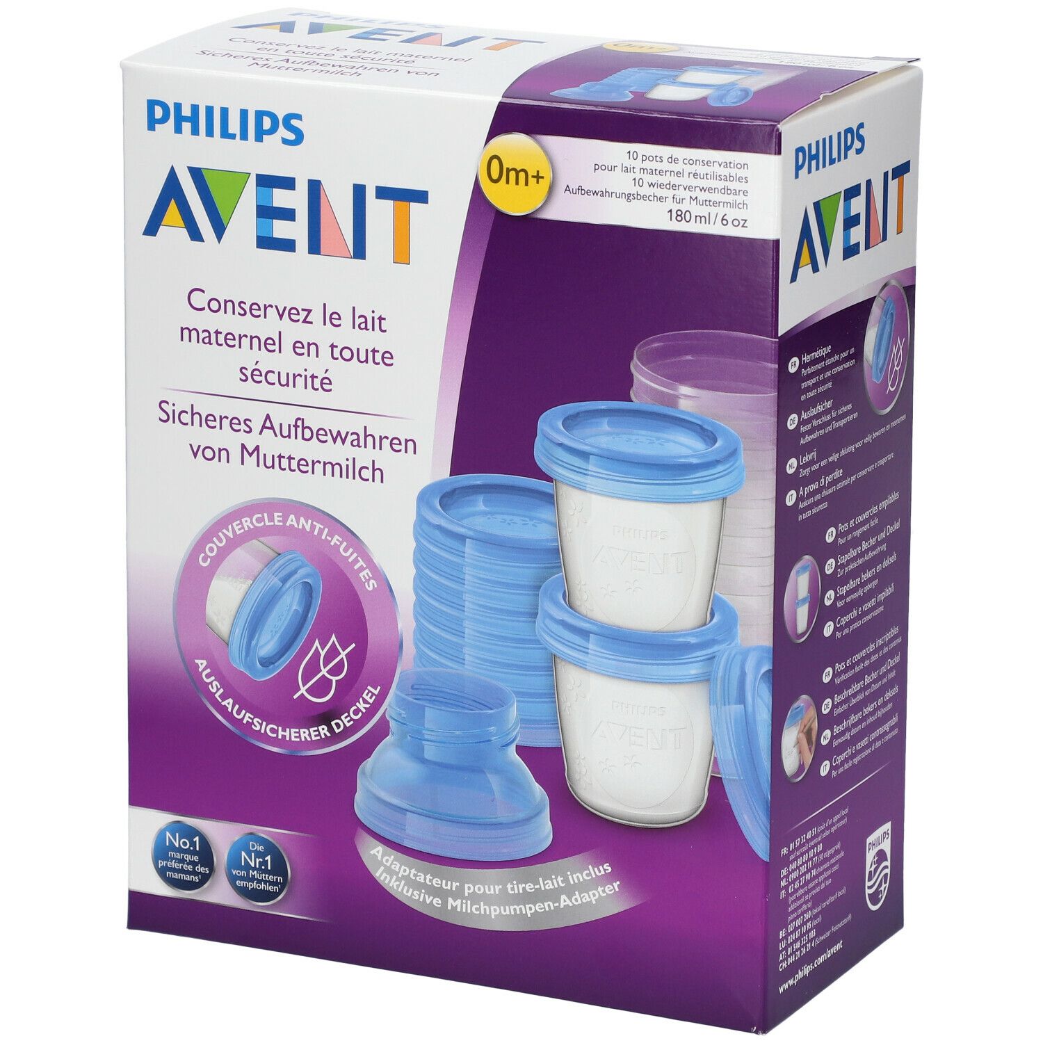 Philips Avent - Pots de conservation pour lait maternel, SCF618/10