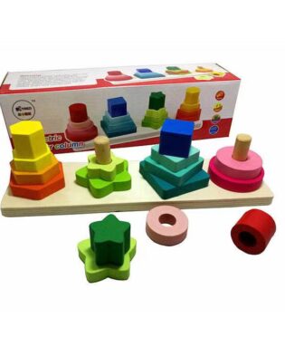 quatre colonne jeu en bois géométrique