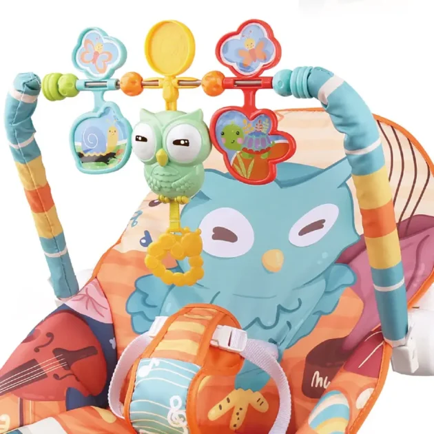 Transat musical réglable tiibaby motif hibou arche hochets