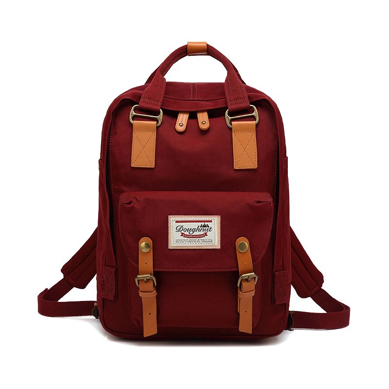 Doughnut Macaroon Navy Backpack - Unisex Adult Daypack, Water Repellent Nylon With Leather Trim (36x24x45cm) - View #7