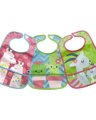 Eva bavoir éponge avec ramasse-miettes 3 Pcs rose vert