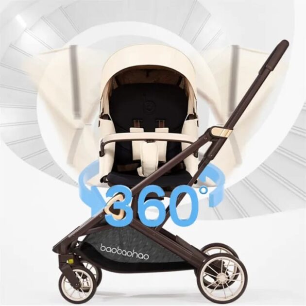 360 degrés poussette rotative noire